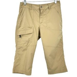 Columbia Pants Women 8 Kestrel Trail Stretch Capri Tan Cargo